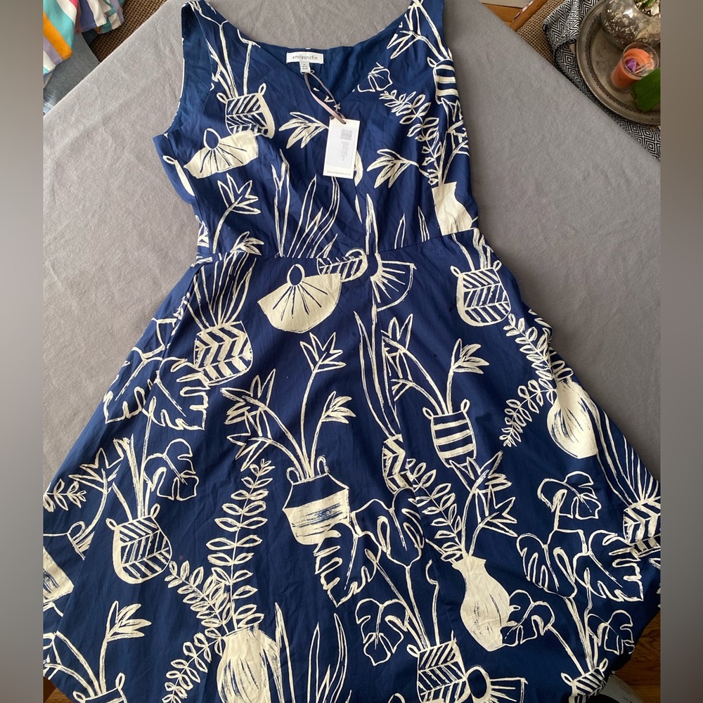 Plant print a line tea dress